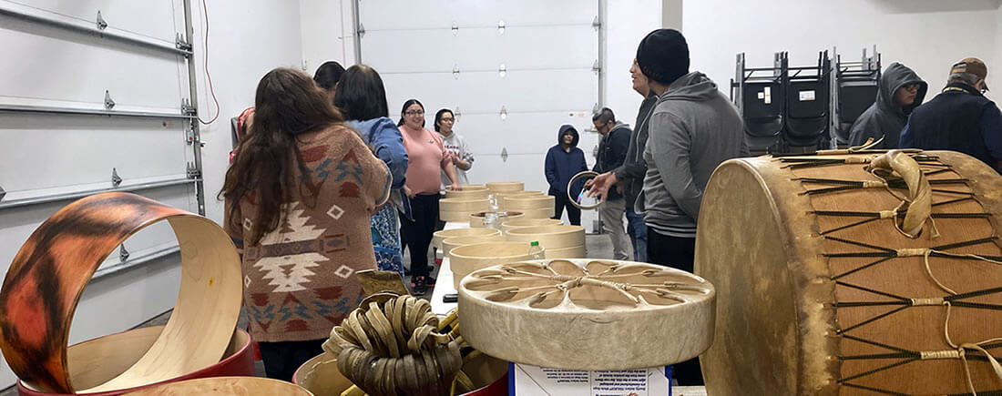 Making indigenous drums